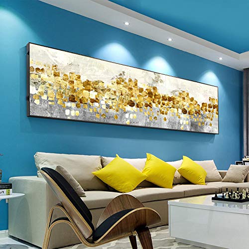 Peinture abstraite sur toile de salon 70x210cm grand format moderne thème golden monkey