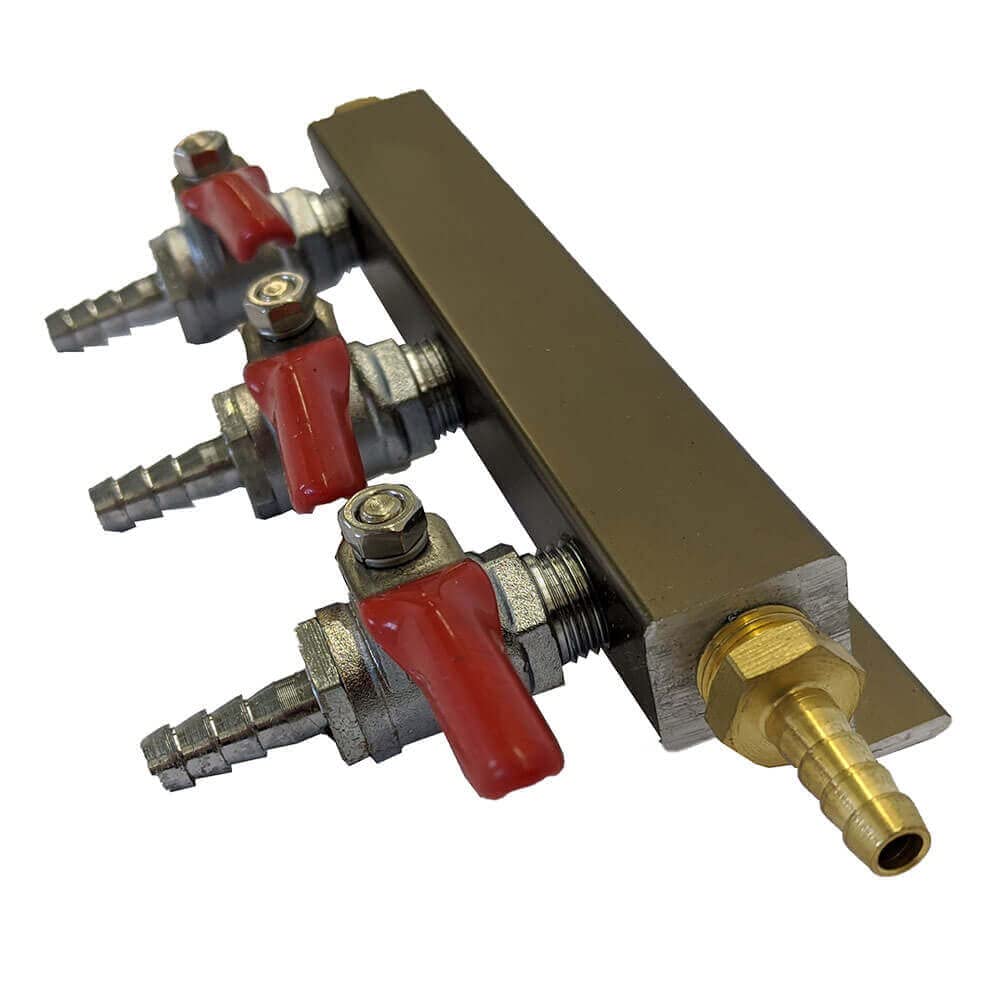 Distributeur de gaz 3 vannes en Métal, 12.7 mm, 21 cm x 3 cm x 1,9 cm