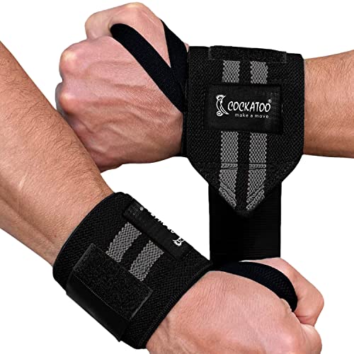 Cockatoo Eco-Trust Muñequeras | Muñequera para gimnasio | Muñequera para hombres y mujeres con pulgar, longitud: 18 pulgadas de ancho - 3 pulgadas (gris)