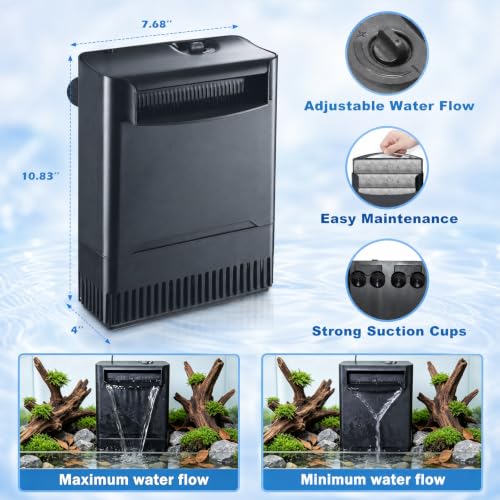Image of Turtle Tank Filter Aquarium Filter w / U-V Light for Large 40-150 Gal Tank 4-Stage Flow Adjustable w / Resin Media Deodorization Green Clean Machine for Yellow Brown Odor Cloudy Saltwater Freshwater