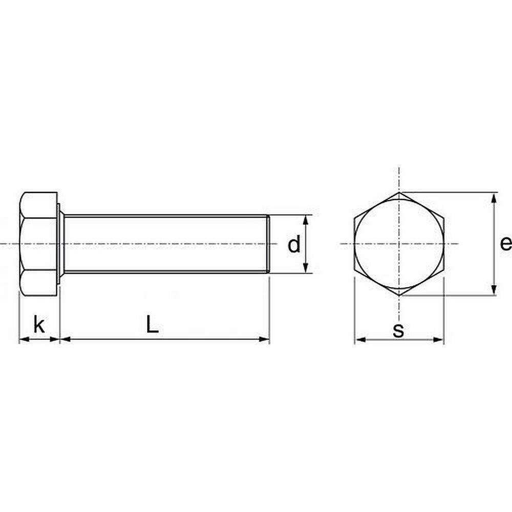 Tornillos hexagonales (5 unidades, rosca completa, 16 x 90, acero inoxidable A2, DIN933)