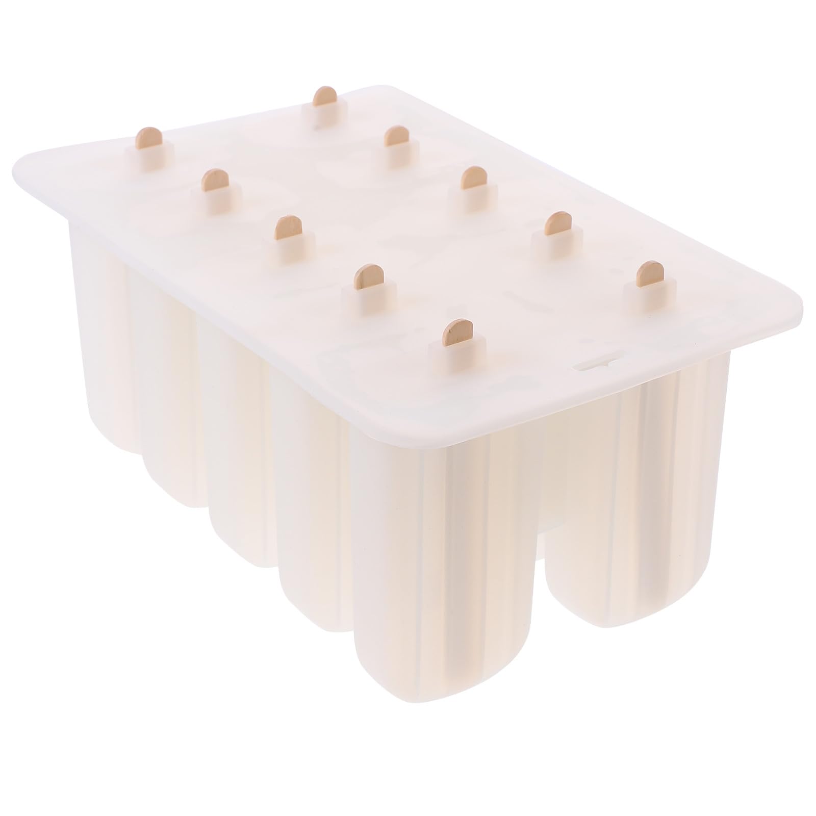 Baluue Moule à Glace DIY en Silicone Alimentaire Semi-Transparent 10 Cavités avec 62 Bâtonnets en Bois Assortis pour Préparation Maison D’Été Facile et Réutilisable