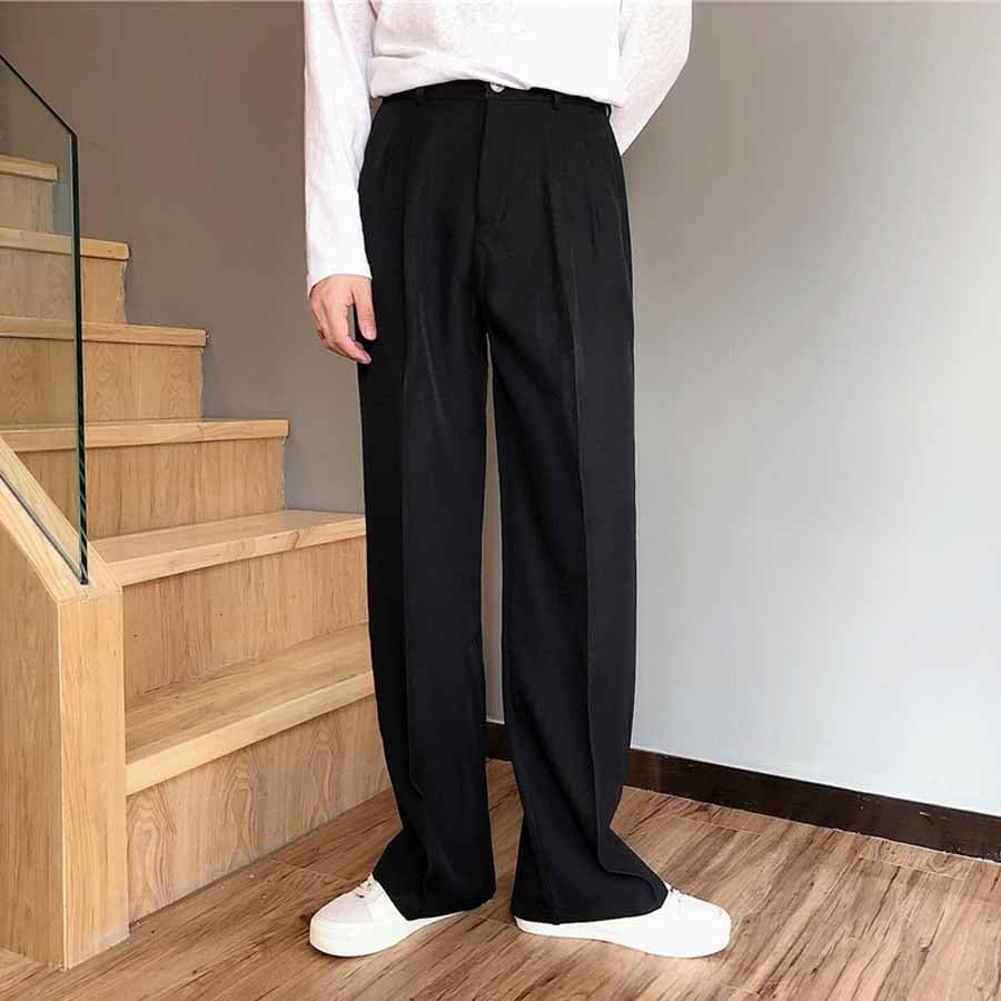 Men's Spring Drop Dress Pants Straight Black Wide Casual Trousers Pants for Men4