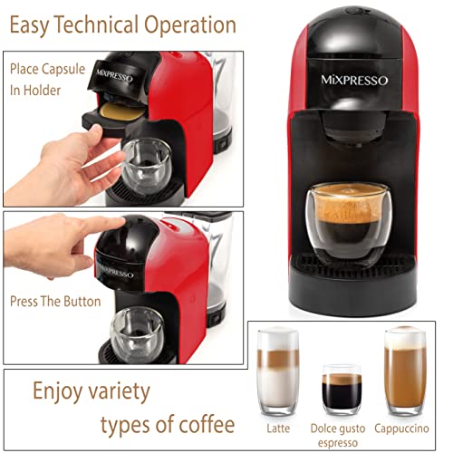 Mixpresso Dolce Gusto Machine, Latte Machine - Red & Black Cappuccino Machine Compatible With Nescafe Dolce Gusto #TOP2
