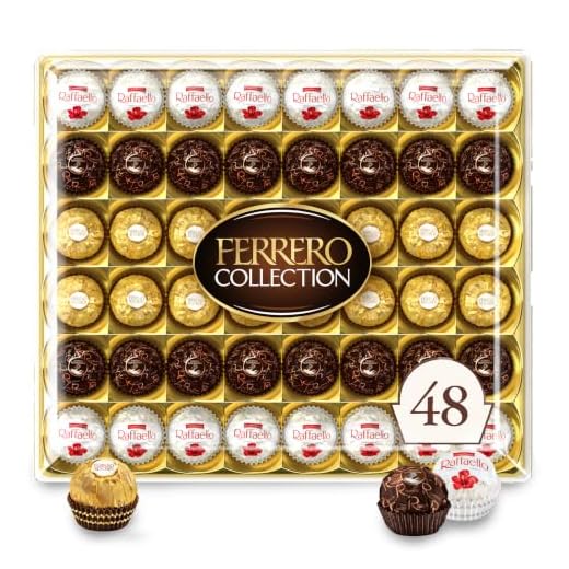Ferrero Collection Premium Gourmet Assorted Hazelnut Milk Chocolate, Dark Chocolate and Coconut, A Great Easter Gift, 18.2 oz, 48 Count