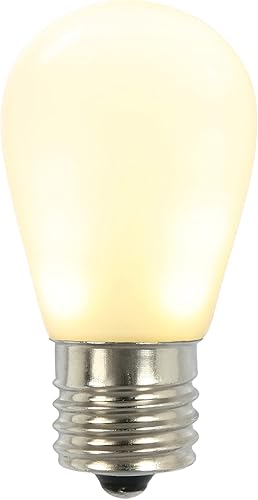 Miniatura 4 de Vickerman Bombilla LED de cerámica amarilla S14 de 1,3 vatios, 130 V, base de níquel medio E26, 5 por paquete.