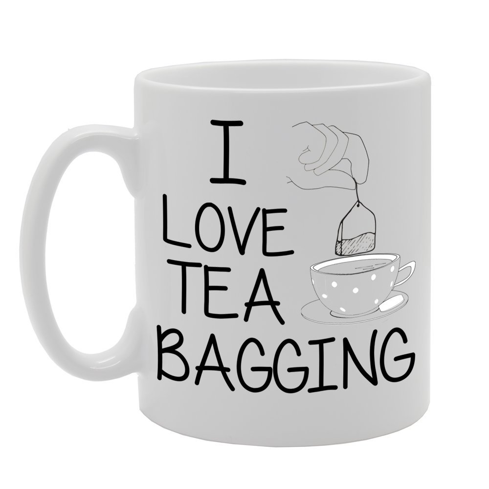 Coralgraph Inc Men's White Mg640 I Love Tea Bagging Novelty Gift Printed Tea Coffee Ceramic Mug