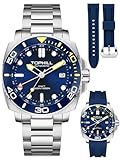 Automatic GMT Watches for Men, 300M Waterproof Dive Watch, Screw-down Crown, Helium Safe Swiss Luminous Sapphire Crystal 316L Bracelet Luxury Watch for Business Scuba Diving, Christmas Gift for Men