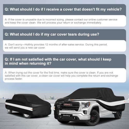 Image of 10 Layers Truck Cover Waterproof All Weather Custom Fit GMC Sierra 1500(2002-2026)Double /Extended /Crew Cab Short Bed, Outdoor Full Exterior Pickup Car Cover Sun Rain Snow Ice Protection. Black