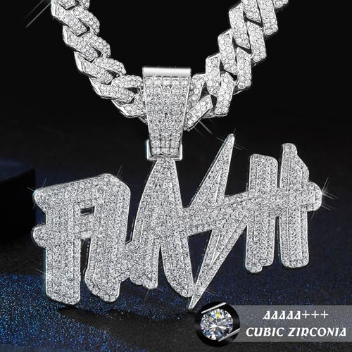 Diamond Iced Out Chain for Men Women Custom Chai with Letter Pendant Necklace Personalized Iced Out Pendant with Cuban Link Chain Birthday Christmas Gifts for Hip Hop Lovers2