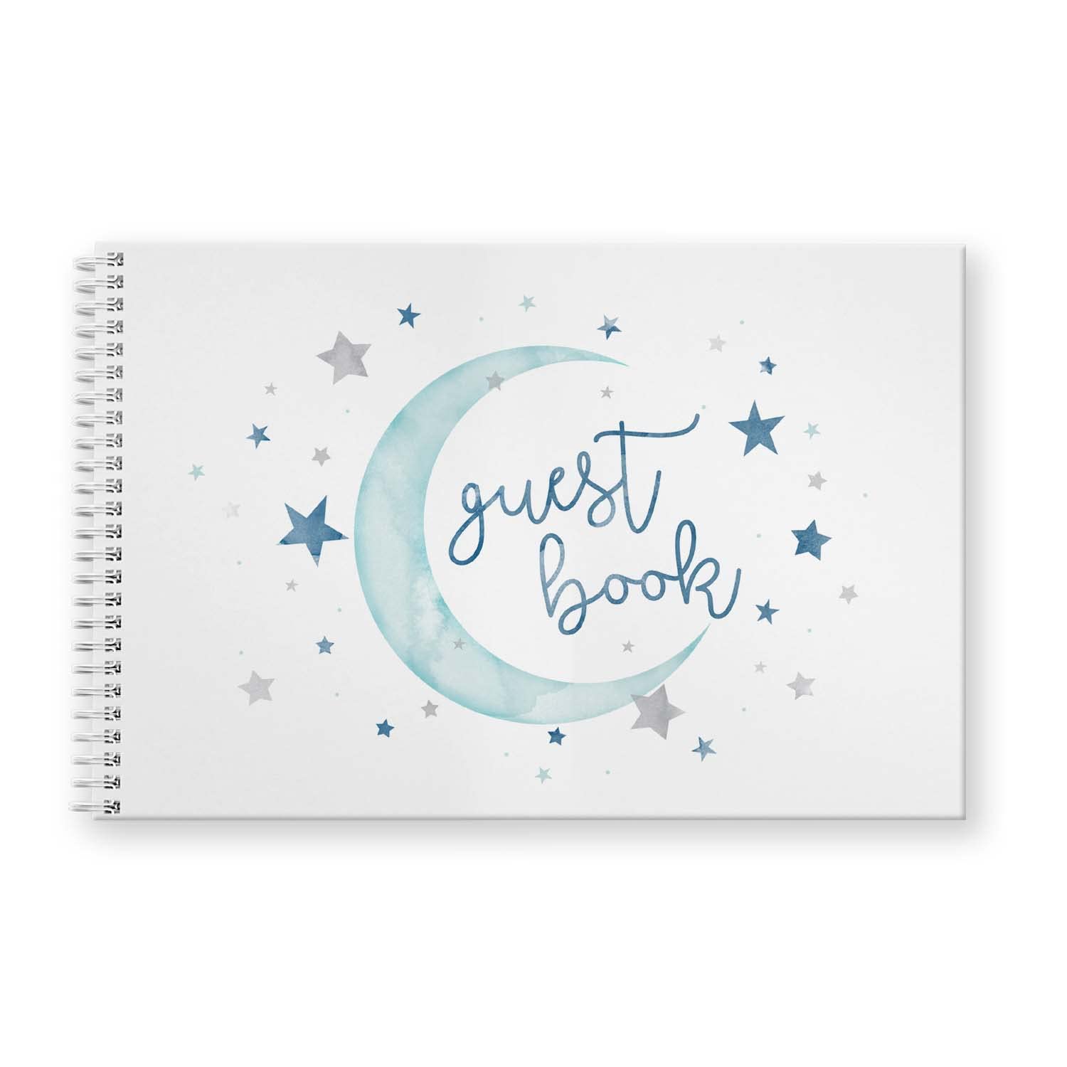 Hardcover Starry Delight Baby Shower Guestbook / 120 Lined Guest Signature Pages Inside / 5.5" x 8.5" Landscape Lay Flat Gender Neutral Guest Book/