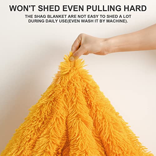 Benron Mustard Yellow Throw Blankets 50"X60", Soft Sherpa Shaggy Blankets, Cozy Lightweight Fluffy Faux Fur Blankets For Bed Couch Sofa #TOP4