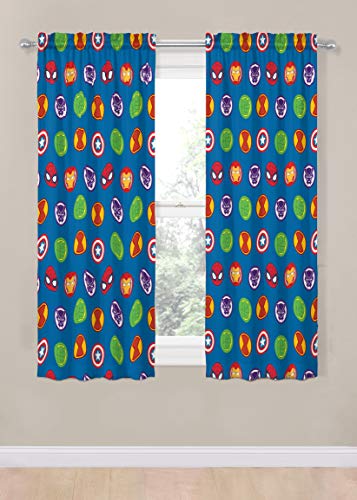 Image of Jay Franco Marvel Super Hero Adventures Double Team 63 inch Inch Drapes - Beautiful Room Decor & Easy Set Up, Bedding Features The Avengers - Curtains Include 2 Tiebacks, 4 Piece Set
