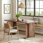 LITTLE TREE Ensemble de table à manger en bois 6, 63-Inch Table de cuisine rectangle, Table de dîner moderne pour la salle à manger à la maison, Salle de cuisine, Brun foncé