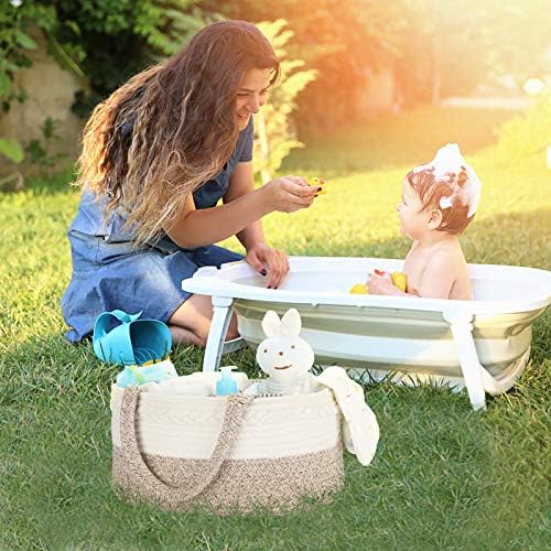 Maliton Nappy Caddy OrganiserLarge Newborn Essentials Diaper CaddyCotton Rope Sturdy Portable Baby Caddy Storage Basket with Removable CompartmentsNappy Organiser as Baby Shower Gifts for Newborn
