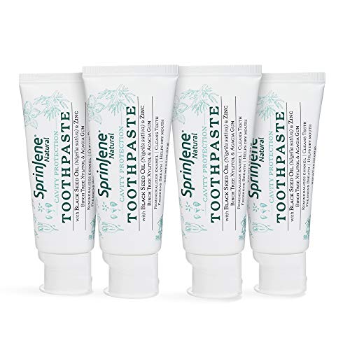 Natural 4-Pack Toothpaste with Fluoride for Cavity Protection, SLS-Free Natural Toothpaste with Zero Sugar, Vegan, Gluten-Free, 3.5 oz - SprinJene
