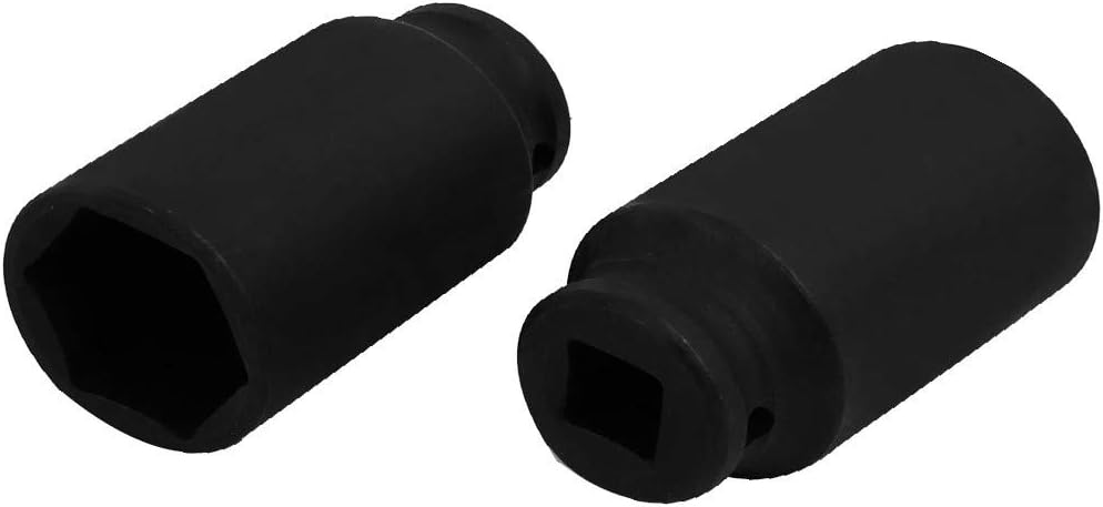 New Lon0167 1/2-inch Square Drive 29mm Inner Hex 78mm Length CR-MO Steel Black Impact Socket 2pcs(1/2' Square Drive 29mm Innensechskant 78mm Länge CR-MO Stahl schwarz Impact Socket 2St
