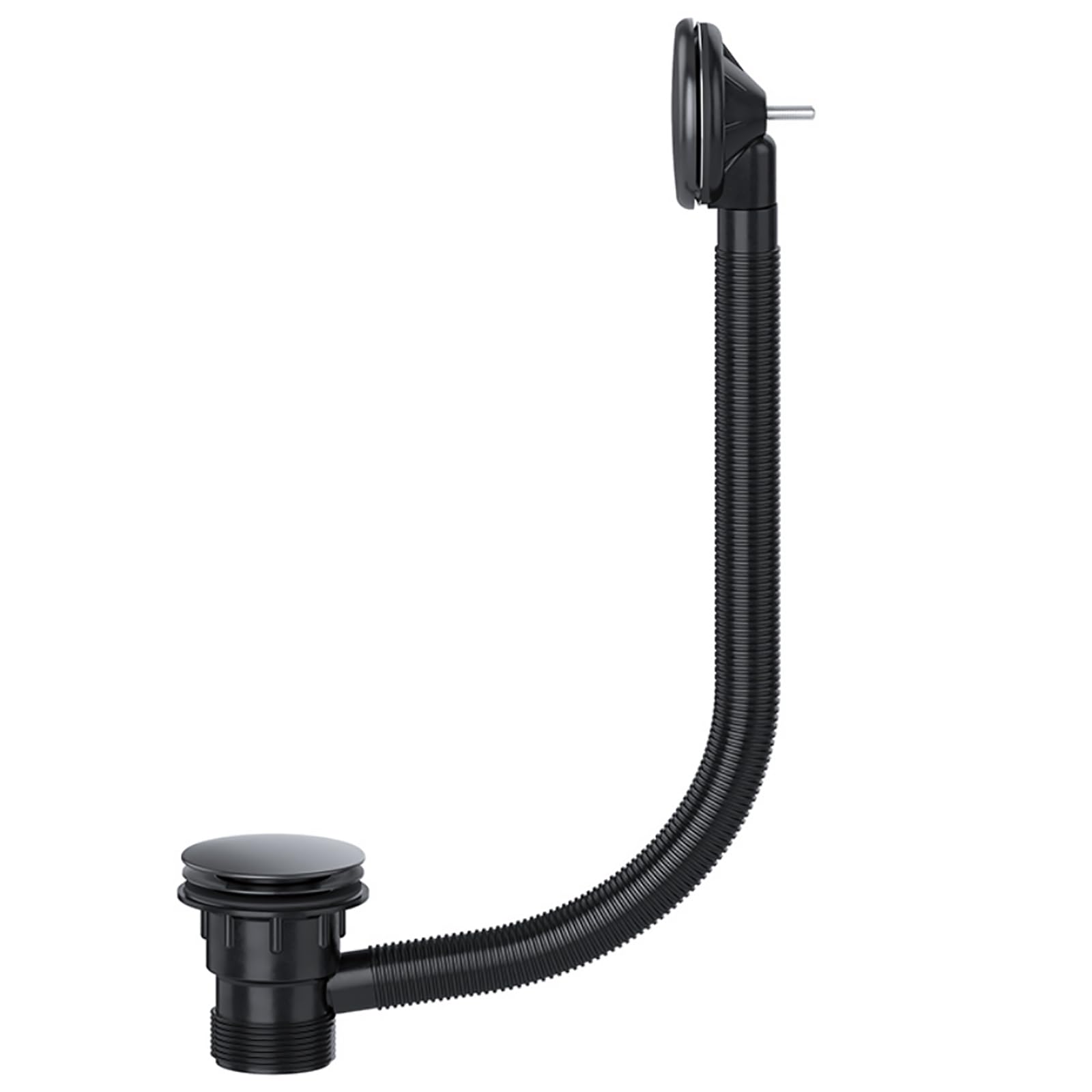 SPARES2GO Bonde de baignoire Clicker 40 mm 1,5" Combinaison Click Clack Trop-plein (Noir)
