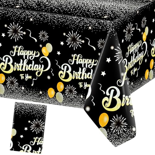 Schwarz Gold Tischdecke Geburtstag 274×137cm Tischdecken Happy BirthdayDeko