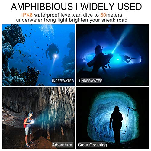 image for Genwiss Scuba Diving Flashlight Dive Torch 2000 Lumen Waterproof Under