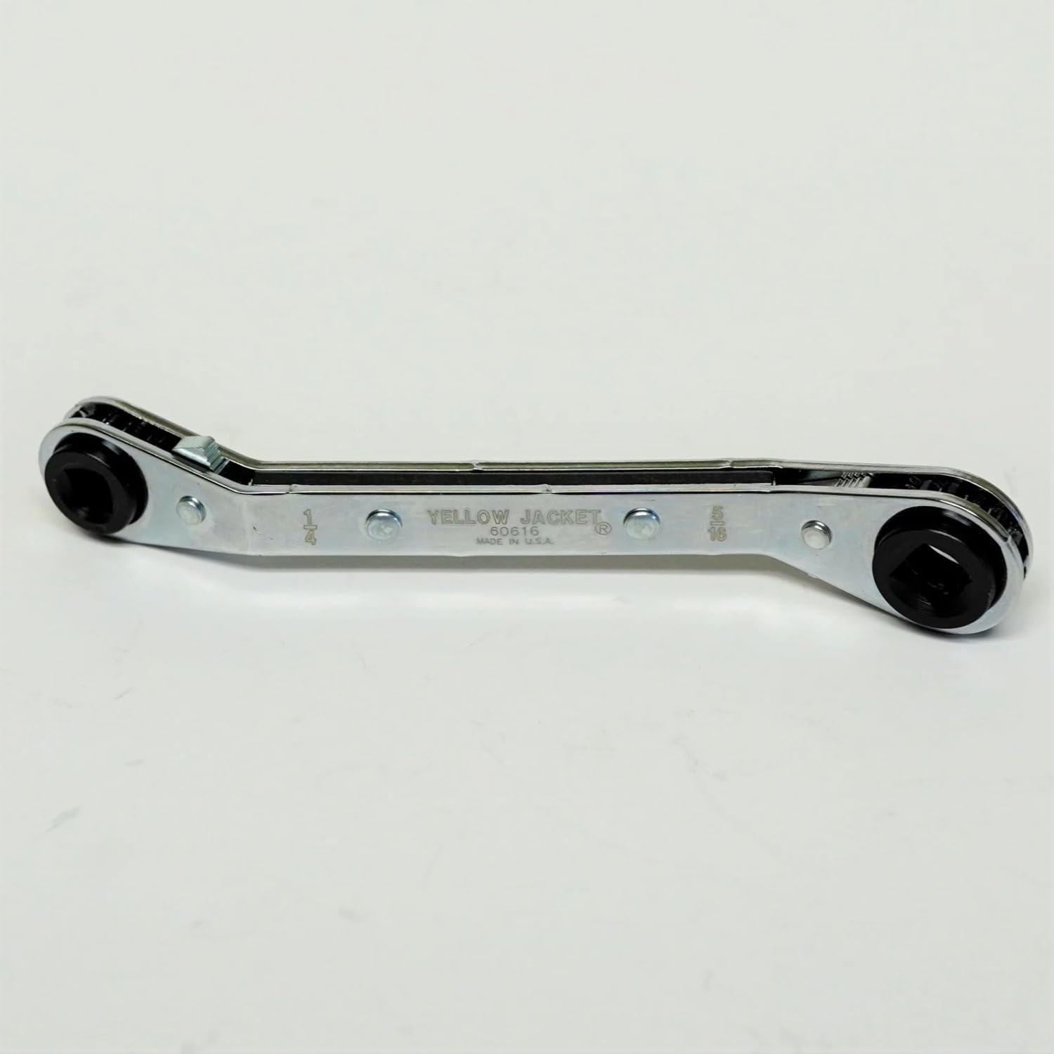 60616 Offset Service Ratchet Wrench HVAC Refrigeration,Square opening 1/4 and 3/16 at one end; 3/8 and 5/16 inch at other.
