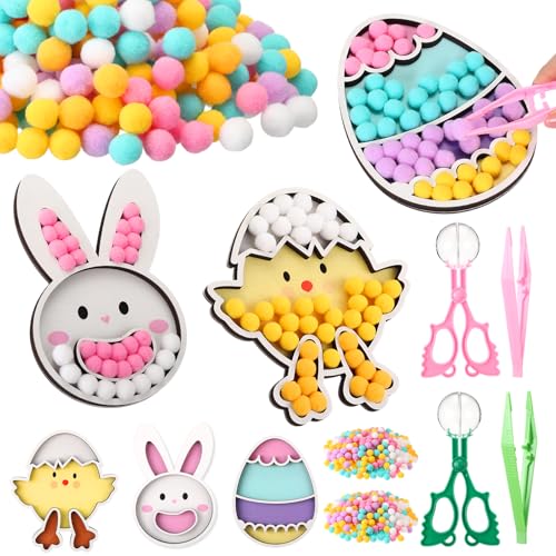 Jouets de tri des couleurs en bois de Pâques pour développer la motricité fine