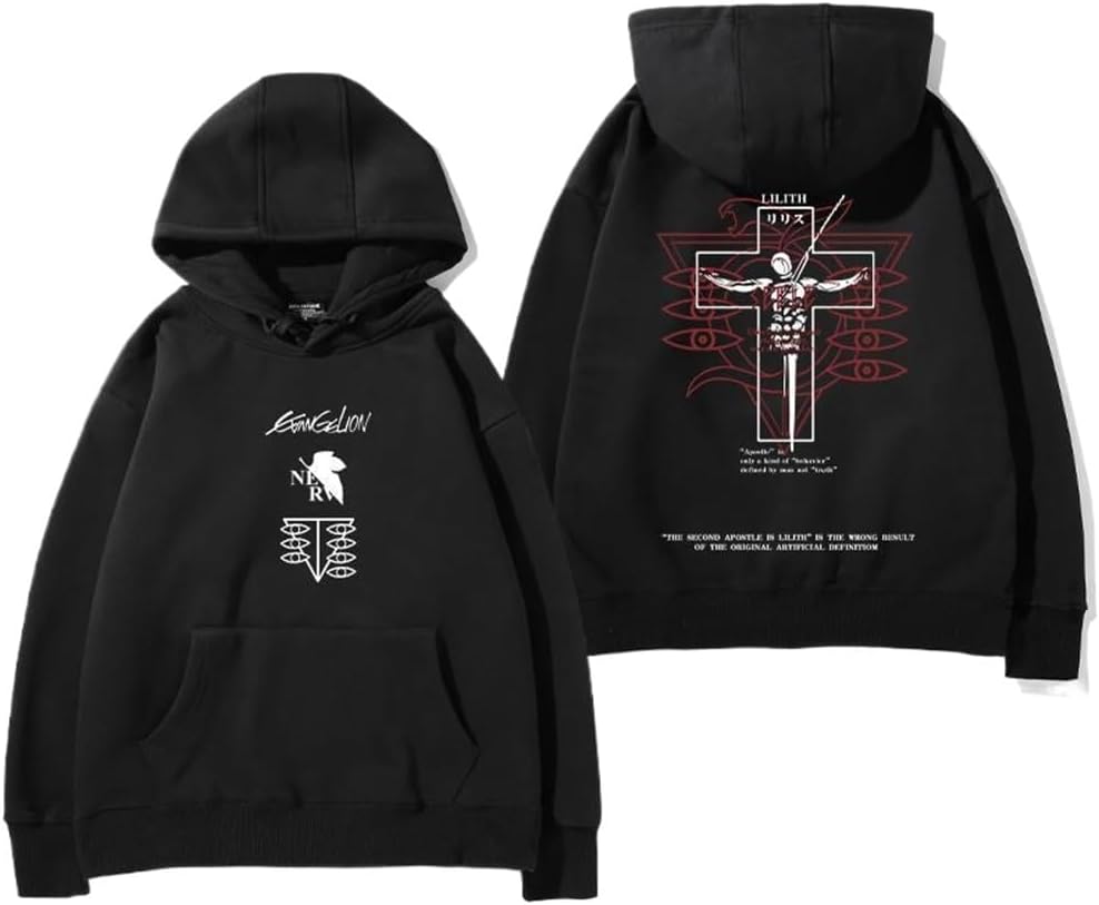 [QASMMDC] 新世紀エヴァンゲリオン メンズ 長袖 Tシャツ ティーシャツ 裏起毛 トップス プルオーバー パーカー スウェッ