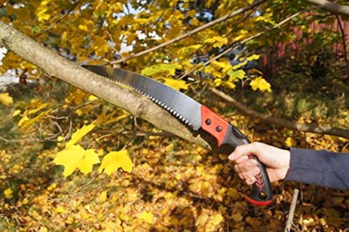 MEISTER TurboCut-Astsäge 320mm - Schwarz / Rot / Chrom - Gehärtete 3-fach geschliffene Spezialzahnung - Hohlschliff-Sägeblatt - Kein Festklemmen - Handsäge / Holzsäge / Astschere / FLOR74670