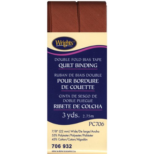 Wrights 117-706-932 Double Fold Quilt Binding Bias Tape, Spice, 3-Yard #TOP21