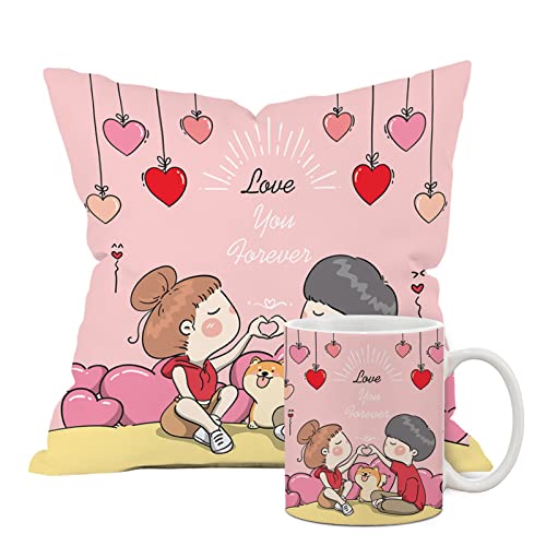 The Purple Tree Polyester Valentines Day Gift Set of Cushion And Mug (1 Cushion, 1 Coffee Mug) Gift For Husband, Boyfriend, Wife, Girlfriend, Valentine Gift, Valentines Day V6 (B09RF55QX2) Amazon Price History, Amazon Price Tracker