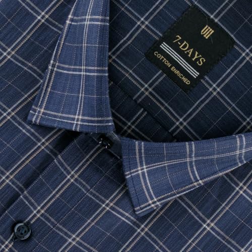 Image of 7-DAYS Men's Premium Checks Formal Shirt - Cotton Rich, Regular Fit, Full Sleeve, with Pocket, Wrinkle Resistant - Stylish Office & Everyday Wear.