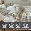 NSNLGSGC Tan Gingham Ruffle Duvet Cover Queen Size, 3 Pieces Taupe Soft Pre-Washed Microfiber Checked Plaid Comforter Cover Set, Vintage Farmhouse Bedding Set(Tan Gingham, Queen 90"x90") #1