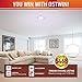 OSTWIN 12-inch Small size LED Ceiling Light Fixture Flush Mount, Dimmable, Round 15 Watt (75W Repl) 5000K Daylight, 1050 Lm, Nickel Finish with Acrylic shade (4 Pack) UL and ENERGY STAR listed