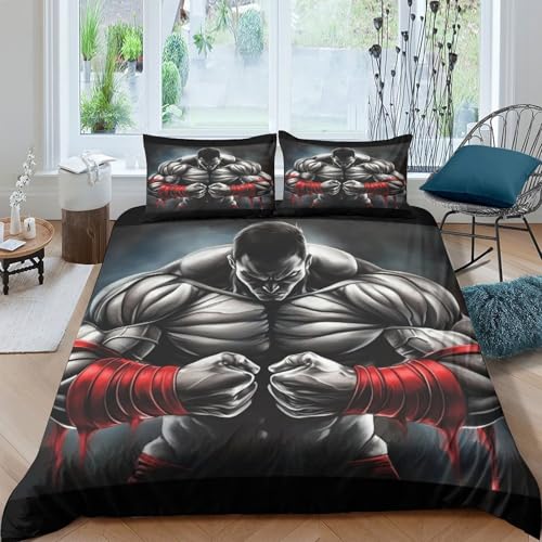 Housse de couette imprimé 3D combattant finitions premium parure de lit - 4