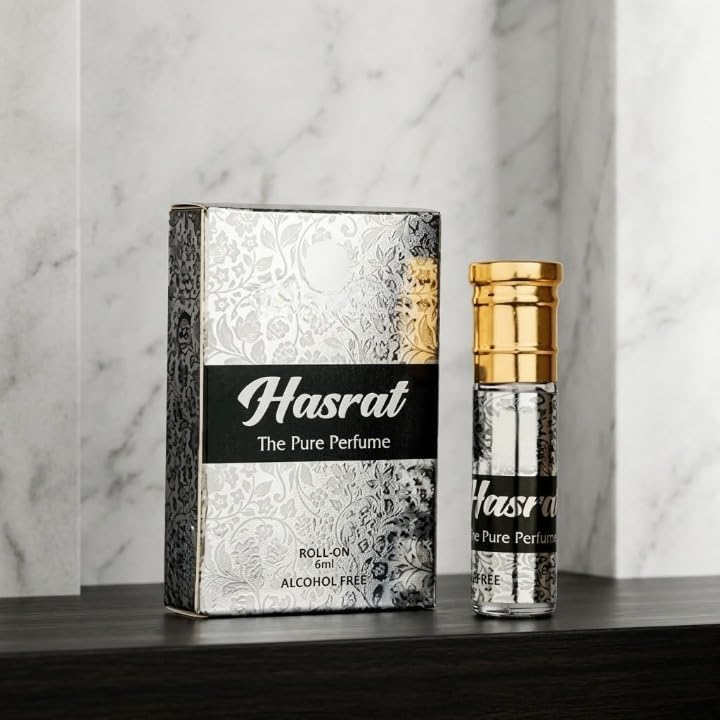 Hasrat Attar 6ml | Premium Long-Lasting Unisex Perfume Oil | Exotic Floral & Woody Fragrance | Alcohol-Free Roll-On Attar for Men & Women Luxurious Everyday Wear & Perfect Gifting