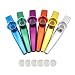 Petift Set of 6 Colors Metal Kazoo Musical Instruments Flutes Companion With 6 Pieces Kazoo Diaphragms for Guitar,Ukulele, Violin, Piano Keyboard for Kids Music Lovers