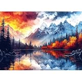 PuzzOne Puzzles for Adults 1000 Pieces Natural Mountain Landscape Jigsaw Puzzles Challenging for Mom Dad Family Friend Family Activity Games Home Decor Wall Art, 27.5 x 19.7 Inch