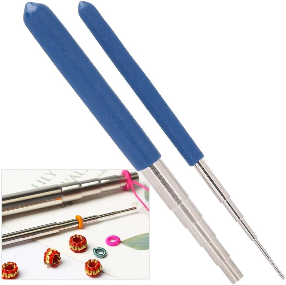 MOPFOL 2-Pack Wire Wrapping Mandrels with 10 Sizes – Round Multi Jump Ring Mandrel for Jewelry Making and DIY Crafts, Blue Stepped Design