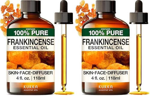 Image of KUKKA Frankincense Essential Oils - 4 Fl Oz - for Hair, Skin, Diffuser, Aromatherapy & DIY Soap Making Scent (Pack of 2)