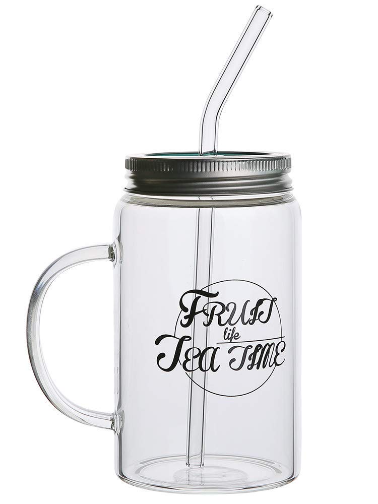 MU Tasse Japonaise avec Couvercle en Verre et Paille Intégrée Eau de Ménage Tasse Sippy