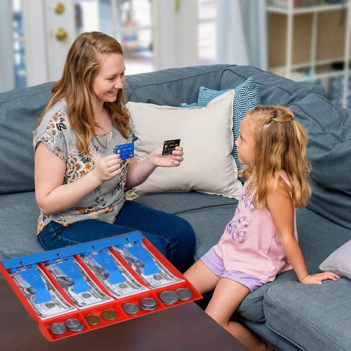 Gs Play Money Set - Educational Money With Paper Bills Plastic Coins Drawer And Clips 34 Pieces For Kids Pretend Play Money Set, Money, And Banking Tools Christmas Holiday Birthday Gift Learning Kits With Free Bonus Hafaw Item #TOP6