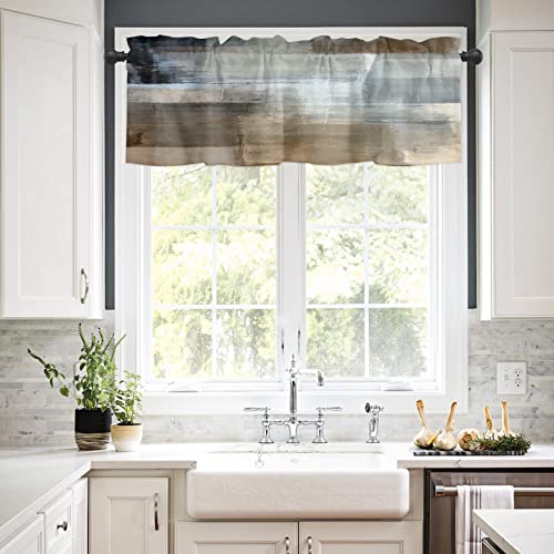 Brown Graffiti Art Valances For Windows Brown Gray White Oil Painting Art Abstract Rod Pocket Short Window Valance Curtains Home Decor Window Treatment For Kitchen Living Room Bedroom 54X18In #TOP1