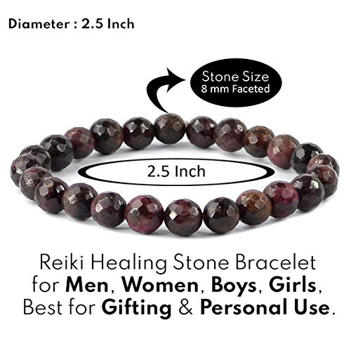 Image of Reiki Crystal Products Certified Natural Crystal Stone 8 mm Diamond Cut /Faceted Beads Bracelet for Men & Women | Reiki Charged Gemstone Bracelet | Multiple Crystal Variants Available