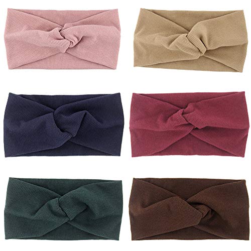 Carede Elastic Headband for Women Criss Cross Turban Headwrap Twisted Cute Hair Band Accessories,pack of 6