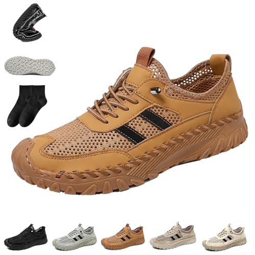 Zenfaze Orthopedic Shoes for Men, Atlacoast Shoes for Men, Men's Slip-On Orthopedic Leather Hiking Shoes, Arch Support, Breathable Light Non-Slip, Orthopedic Walking Shoes with Anti Slip Soles
