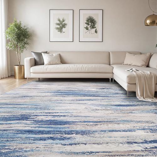 Tchdio 8x10 Machine Washable Abstract Area Rug - Blue