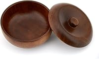 Vista 3 de Grandslam Tazón de madera para afeitar con tapa, jabonera para hombre, fácil de enjabonar, se adapta al afeitado húmedo (madera de roble)