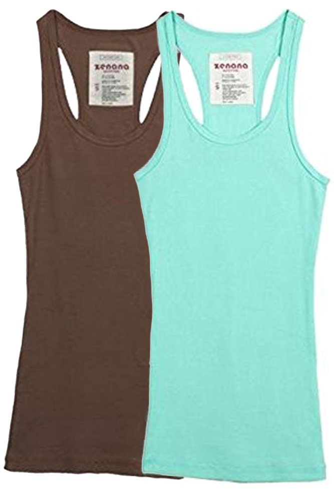 Zenana Camiseta de tirantes acanalada para mujer