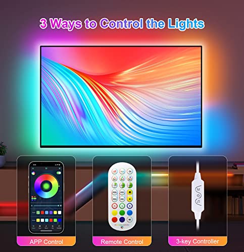 Keshu Tv Led Lights,13Ft Led Lights For Tv 43-55 Inch Tv Led Backlight Rgb Led Strip Lights For Tv Usb Rainbow Color Tv Lights Behind Monitor Music Sync Remote App Control Led Lights For Bedroom #TOP2