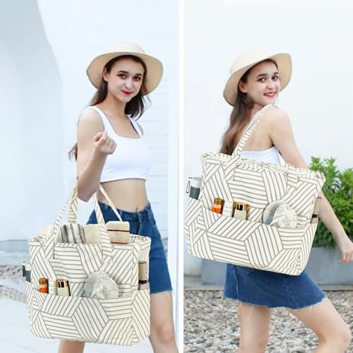 Image of Waterproof Beach Tote Pool Bags for Women Ladies Extra Large Gym Tote Carry On Bag With Wet Compartment for Weekender Travel